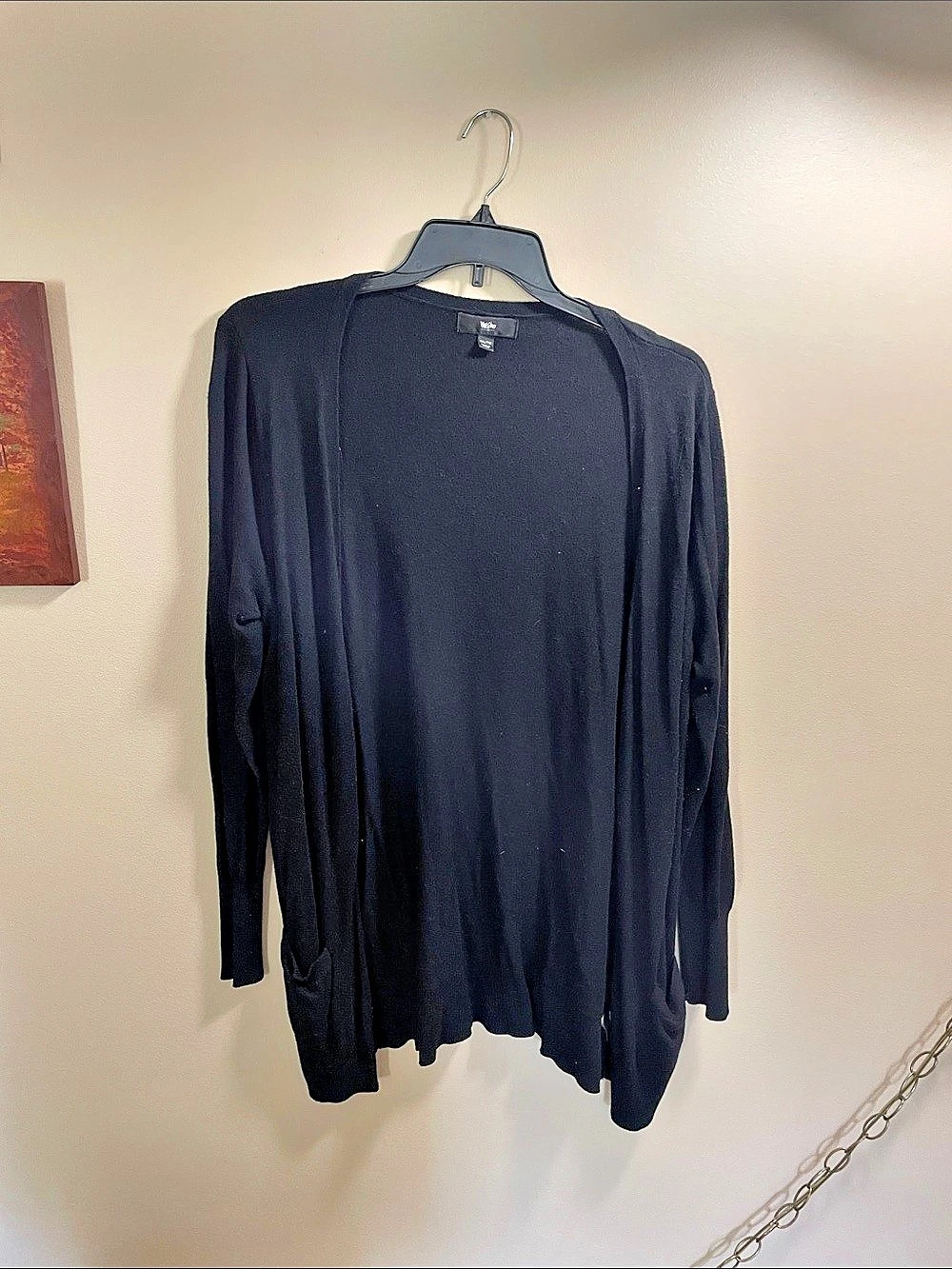 Wagro Open Front Long Sleeve Cardigan in Black Size XXL